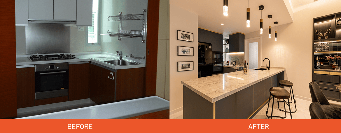 Kitchen Before and After - The Orange Cube